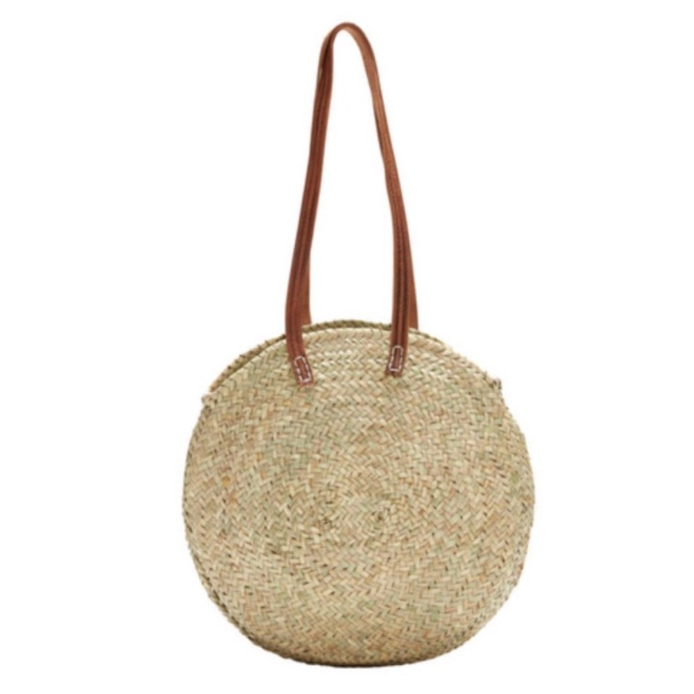 NWT // Round Straw Market Bag Handmade